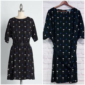 Modcloth Just A Little Something Dress Plus Size 2X Belted Shift Retro New